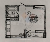 1-комн, 24.5кв м, этаж 18/18 Заполярная ул, 39/ к4