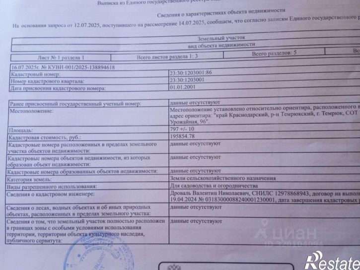 Земельный участок Урожайная улица