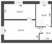 3-комн, 55кв м, этаж 1/2 Октябрьская улица, 12