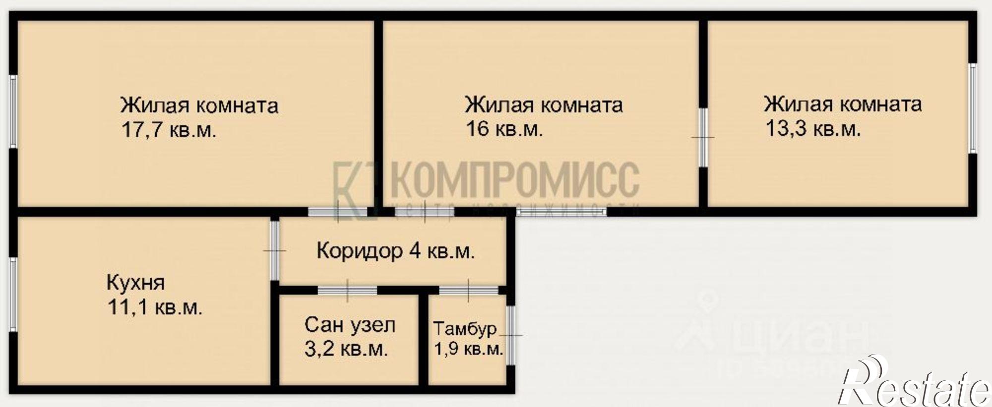 Купить квартиру за 5 200 000 рублей на Северский район, Северская ст-ца