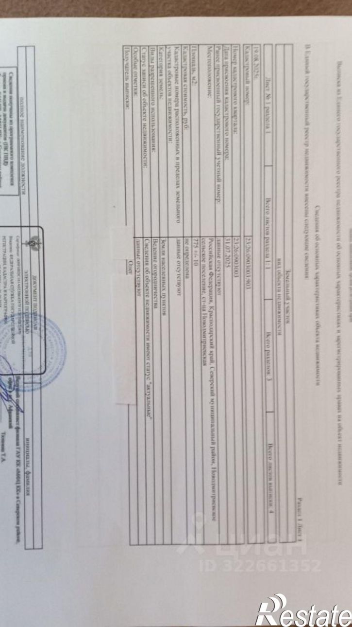 Земельный участок Северский район