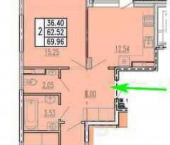 2-комн, 70кв м, этаж 8/8 улица Ивана Голубца, 147 к4