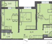 2-комн, 51 кв м, этаж 6/16 ЖК Тёплые Края