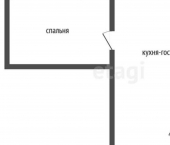 1-комн, 22кв м, этаж 2/2 улица Тургенева, 42