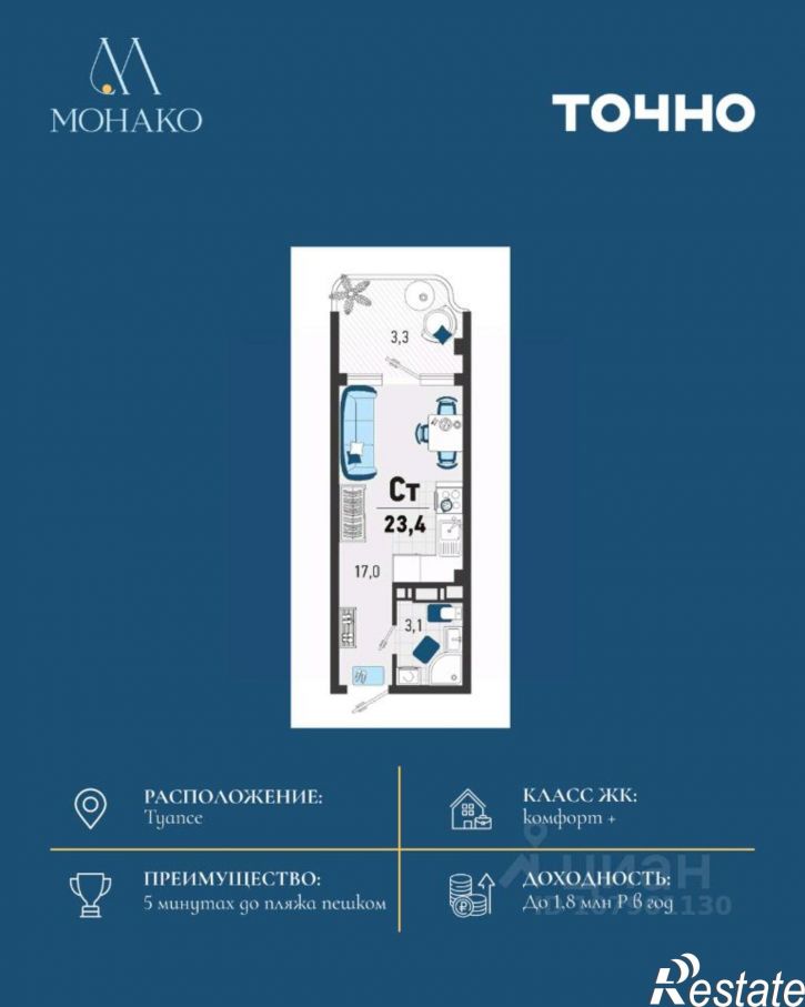 1-комн квартира в новом доме Конечная улица, 4,  д. 4