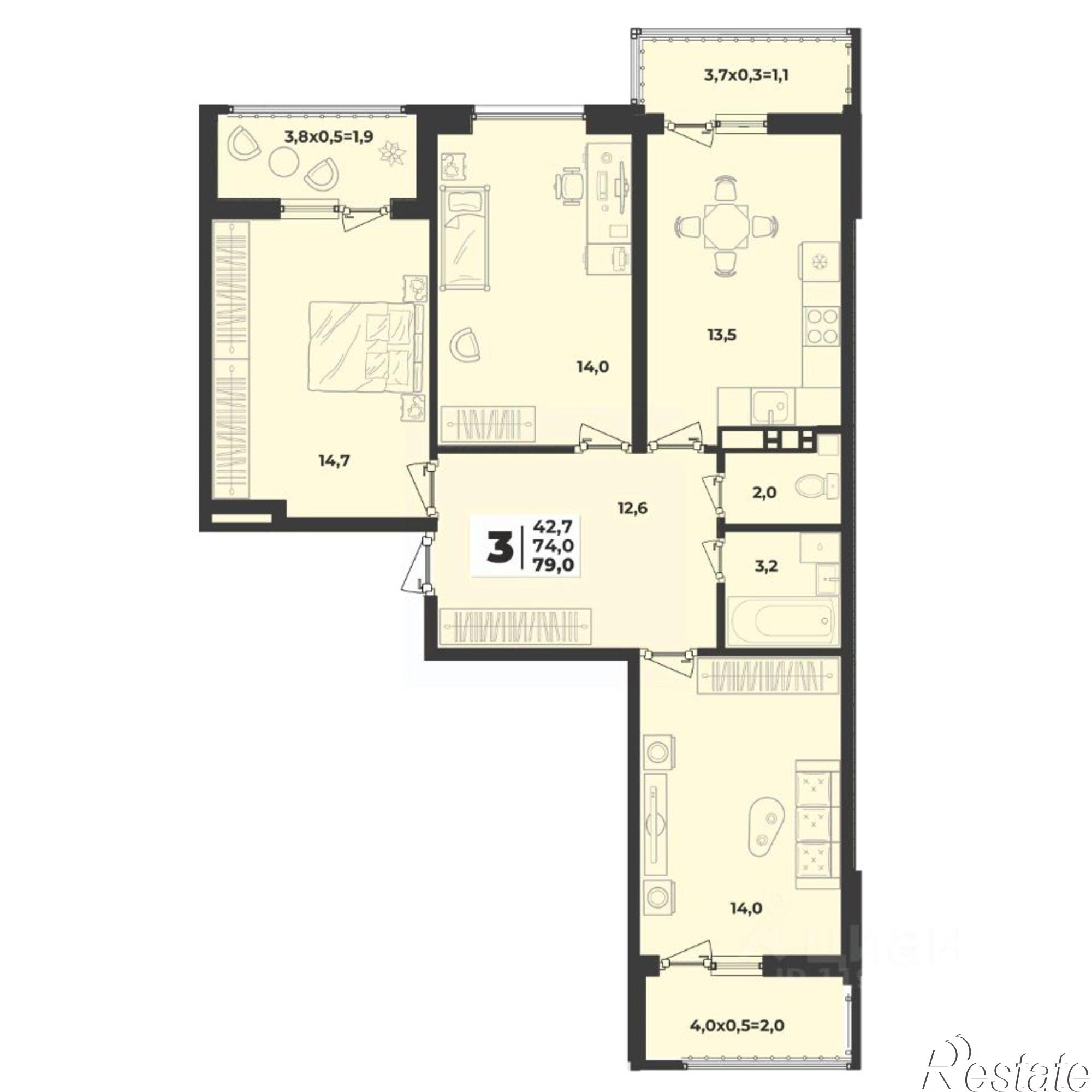 Купить квартиру за 9 979 000 рублей на жилой комплекс Лето