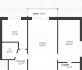 2-комн, 41кв м, этаж 4/5 ул Базарная, 20