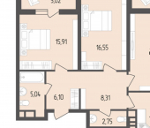 3-комн, 93 кв м, этаж 15/18 улица Кондратенко, 10