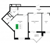 2-комн, 77кв м, этаж 2/12 Краснодар, микрорайон 2-я Площадка