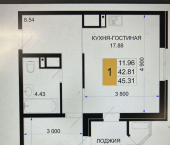 1-комн, 45кв м, этаж 6/12 Краснодар, микрорайон 2-я Площадка