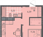 1-комн, 35 кв м, этаж 4/16 ЖК Тёплые Края