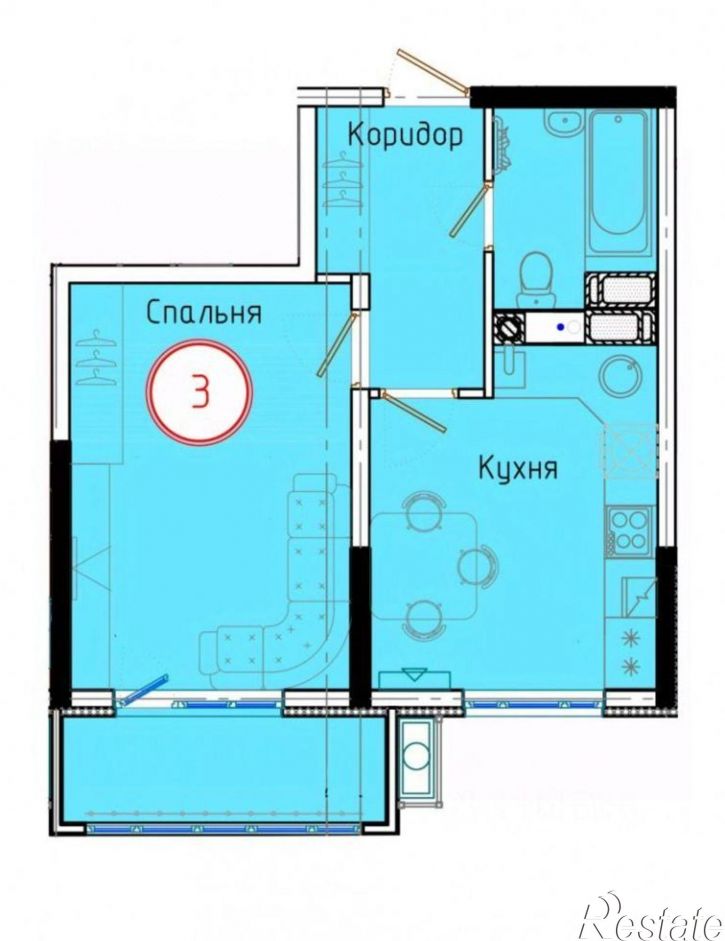 1-комн квартира в новом доме улица Обороны, 2 к2,  д. 2 к2