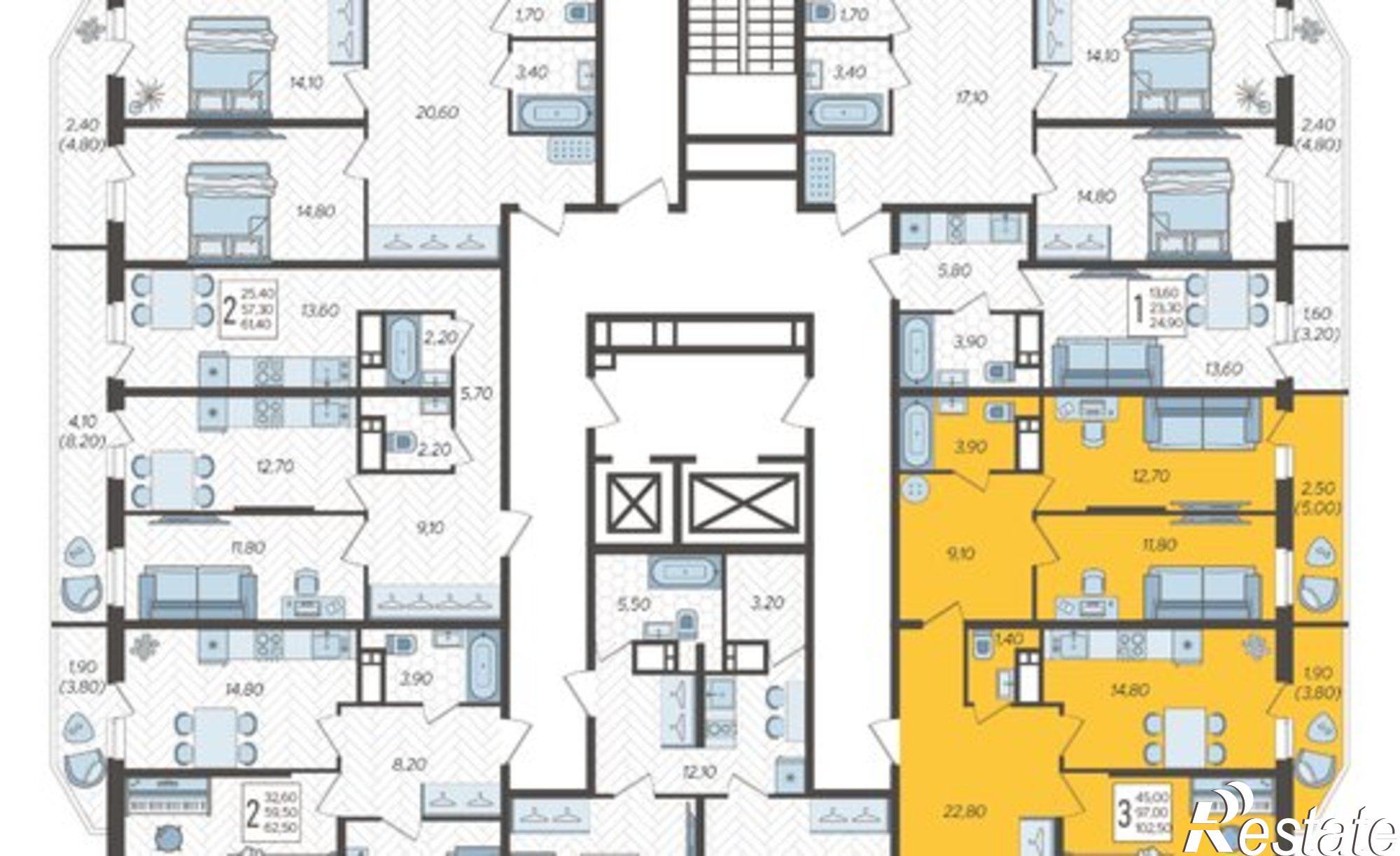 Купить квартиру за 12 092 700 рублей на Краснодар, жилой комплекс Зеленодар, улица Садовое Кольцо, 2к1