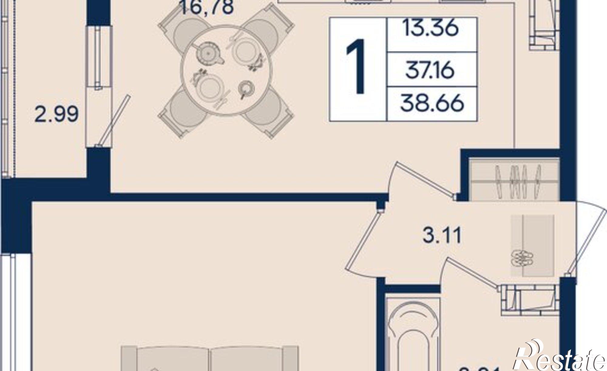 Купить квартиру за 7 422 720 рублей на Краснодар