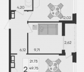 2-комн, 51 кв м, этаж 5/18 