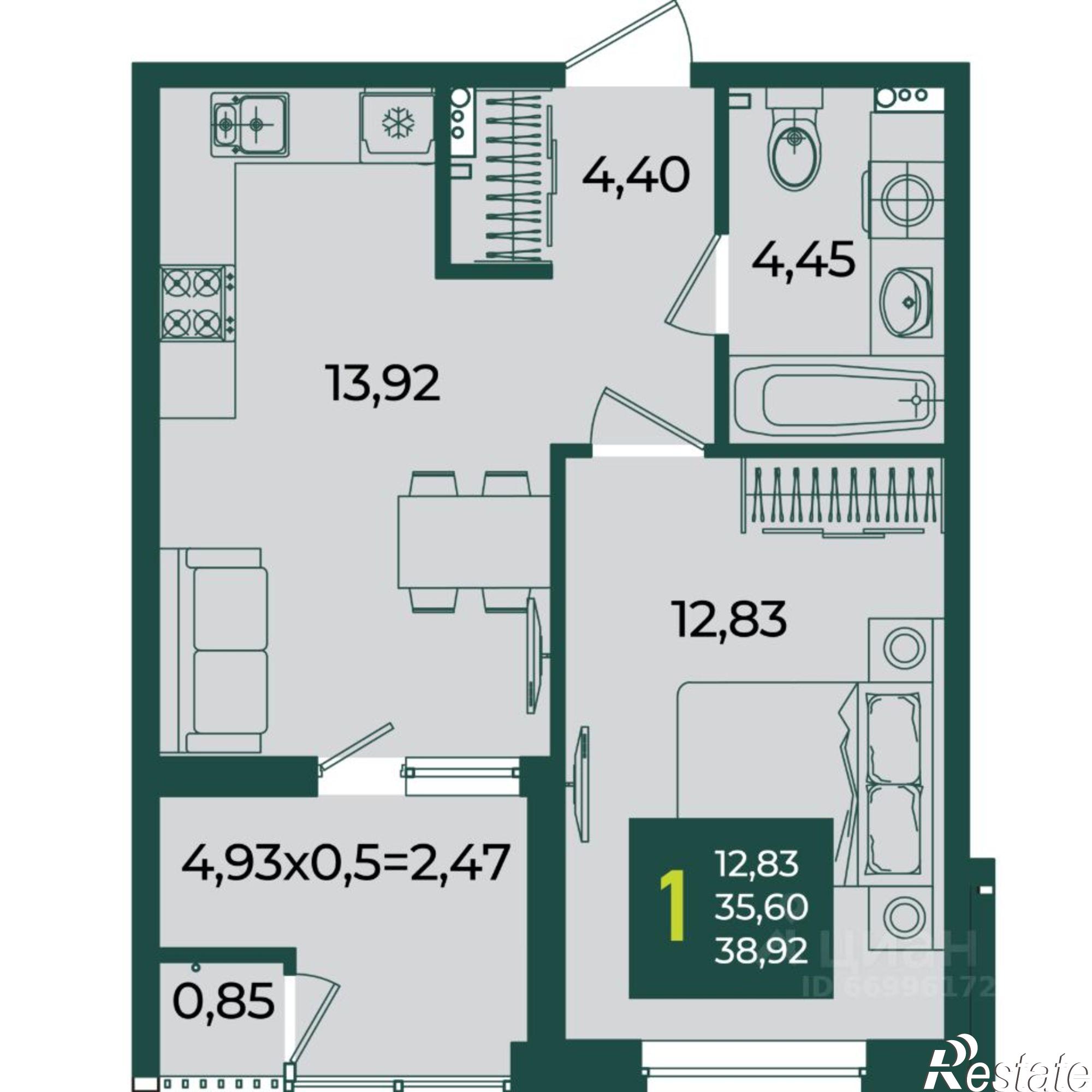 Купить квартиру за 5 682 320 рублей на улица 1 Мая