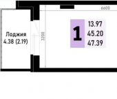 1-комн, 47.39 кв м, этаж 3/4 Николая Лебедева улица, д.1