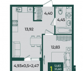 1-комн, 38 кв м, этаж 2/18 улица 1 Мая