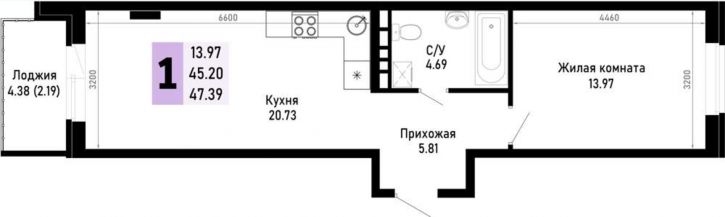 1-комн квартира в новом доме Николая Лебедева улица, д.1