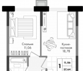 1-комн, 37 кв м, этаж 4/9 улица имени Генерала Брусилова