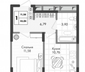 1-комн, 33 кв м, этаж 7/9 улица имени Генерала Брусилова