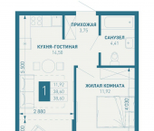 1-комн, 38 кв м, этаж 8/18 Душистая улица