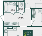 3-комн, 67 кв м, этаж 10/18 Краснодар, микрорайон Образцово