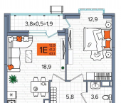 1-комн, 43 кв м, этаж 16/16 улица имени Константина Гондаря, 98 к1