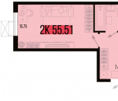2-комн, 55 кв м, этаж 3/7 станица Северская, Западная улица
