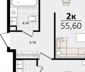 2-комн, 56 кв м, этаж 10/18 ул Сормовская, 1/3 1