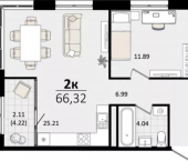 2-комн, 66 кв м, этаж 17/18 ул Сормовская, 1/3 1