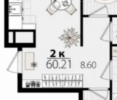 2-комн, 60 кв м, этаж 15/18 ул Сормовская, 1/3 1