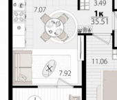 1-комн, 36 кв м, этаж 3/18 ул Сормовская, 1/3 1