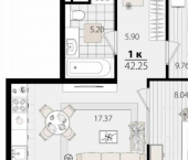 1-комн, 42 кв м, этаж 15/18 ул Сормовская, 1/3 1