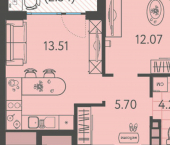 1-комн, 37кв м, этаж 9/9 улица им. Б.С. Кудухова, 1