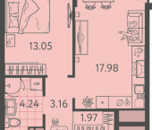 1-комн, 41кв м, этаж 9/9 Краснодар, улица Западный Обход