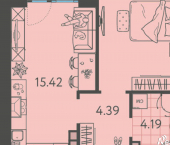 1-комн, 40кв м, этаж 4/9 улица им. Б.С. Кудухова, 1