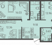 3-комн, 77кв м, этаж 2/9 Краснодар, улица Западный Обход