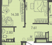 2-комн, 61кв м, этаж 2/9 Краснодар, улица Западный Обход