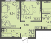 2-комн, 51кв м, этаж 2/9 Краснодар, улица Западный Обход
