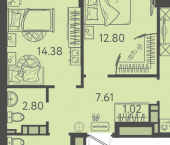 2-комн, 60кв м, этаж 8/9 ул Западный Обход, 44