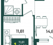 1-комн, 38 кв м, этаж 15/18 Краснодар, микрорайон Образцово