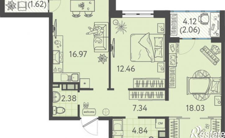 2-комн квартира Краснодар, улица Западный Обход
