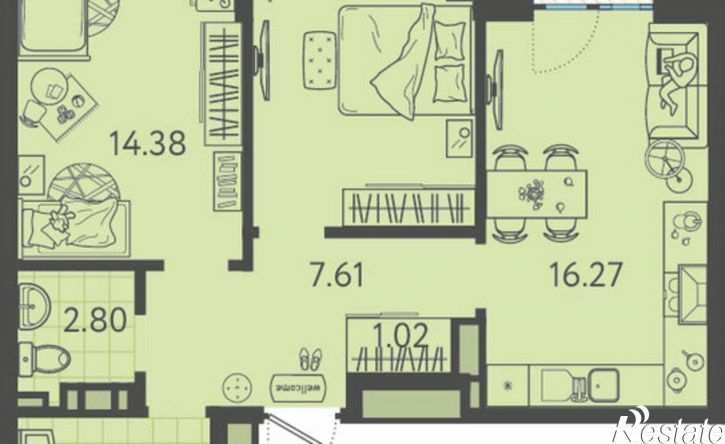 2-комн квартира Краснодар, улица Западный Обход
