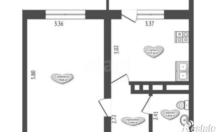 1-комн квартира муниципальный округ Анапа, село Сукко, Мирная улица, 9к1