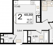 2-комн, 49 кв м, этаж 10/18 Краснодар, микрорайон Хлопчато-бумажный Комбинат, жилой квартал Патрики
