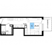 -комн, 26.25 кв м, этаж 8/9 Симферопольское шоссе, д.100