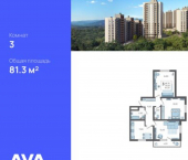 3-комн, 81 кв м, этаж 1/16 СНТ ИВОВ Фронтовик, 100