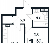 1-комн, 37 кв м, этаж 4/4 коттеджный посёлок Новая Елизаветка