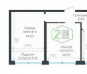 2-комн, 54кв м, этаж 20/24 Краснодар, Обрывная улица, 132/1к20